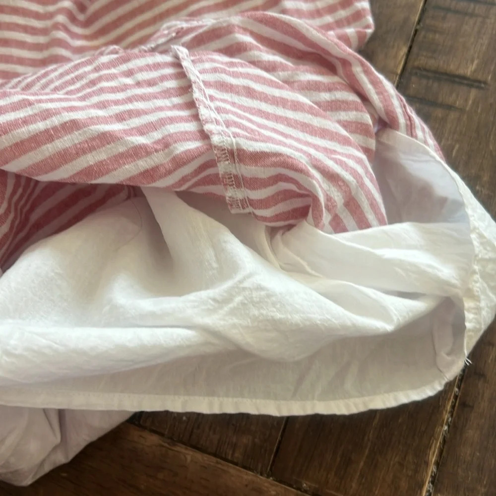 Beachlunchlounge Lightweight Red & White Striped Linen Blend Sleeveless Dress XS - Picture 7 of 10